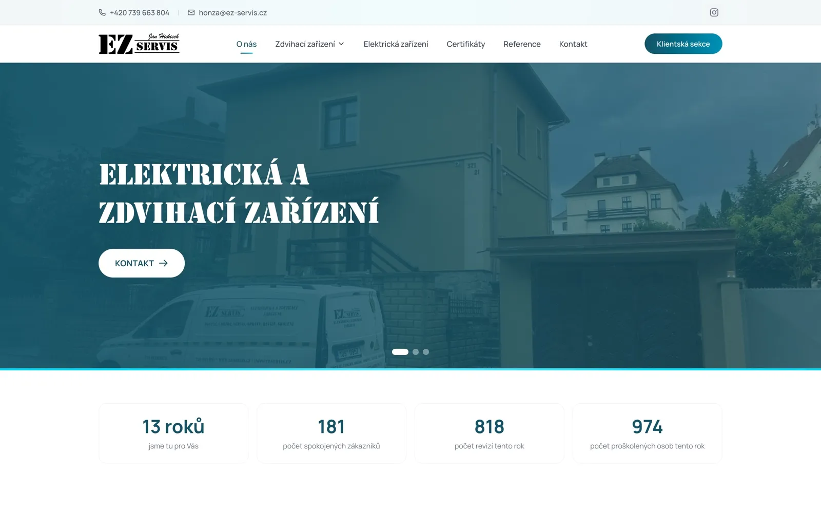 Veřejný web ez-servis.cz - obsah si firma spravuje sama ve vlastním CMS