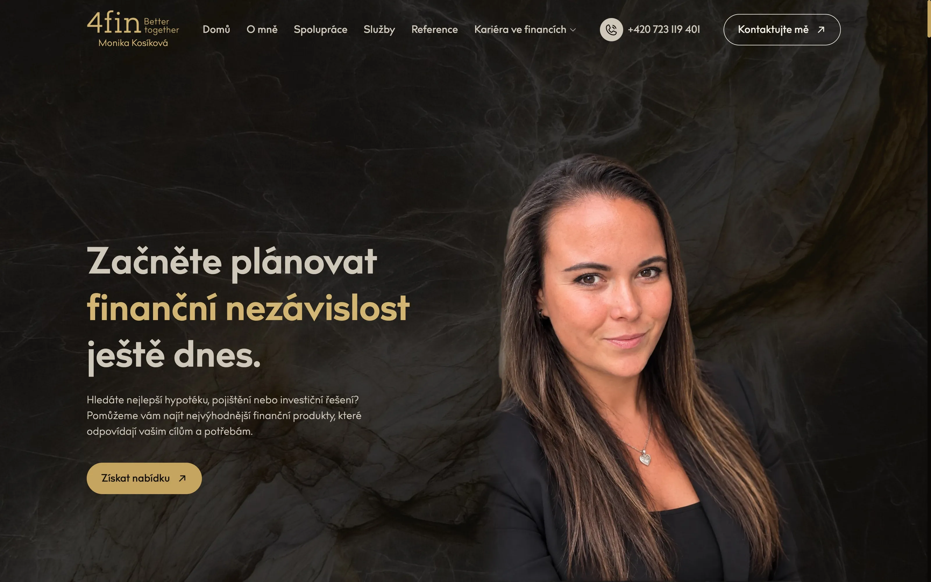 Náhled projektu Monika Kosíková - web finanční poradkyně bez údržby